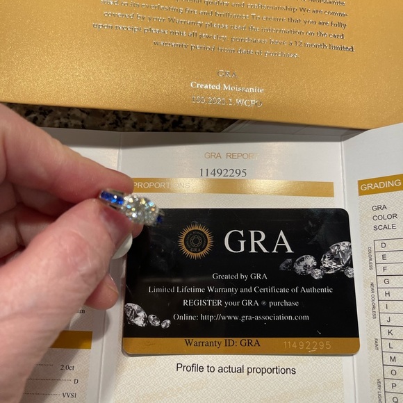 2 ct MOISSANITE & Sapphires 3x Rhodium Sterling Engagement/Ring! - Picture 11 of 13